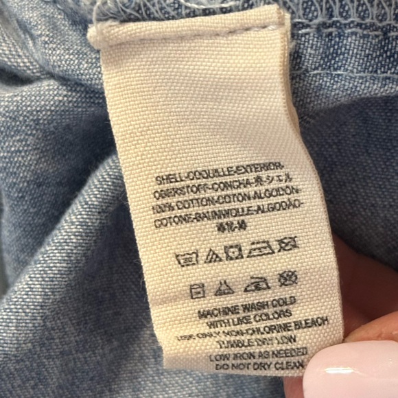 Free People Rivet Blue Denim Jean Chambray Long Sleeve Romper Large - Picture 8 of 11